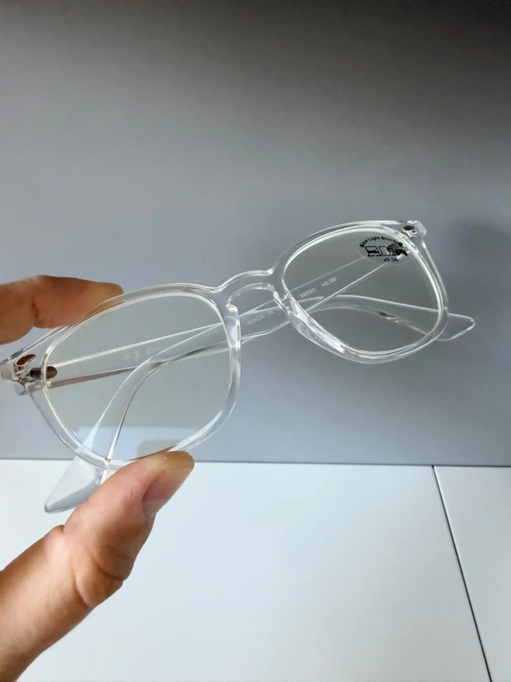 ASOS AJ Morgan clear transparent blue light blocking eye glasses